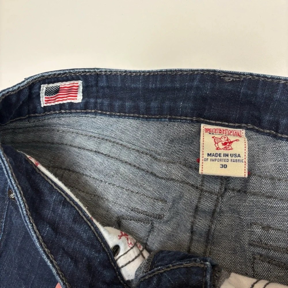 True Religion Straight Leg Jeans, Dark Wash, Size 30, Made in USA - Picture 7 of 13